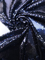 Sequined Purple Black French Knitted Fabric
