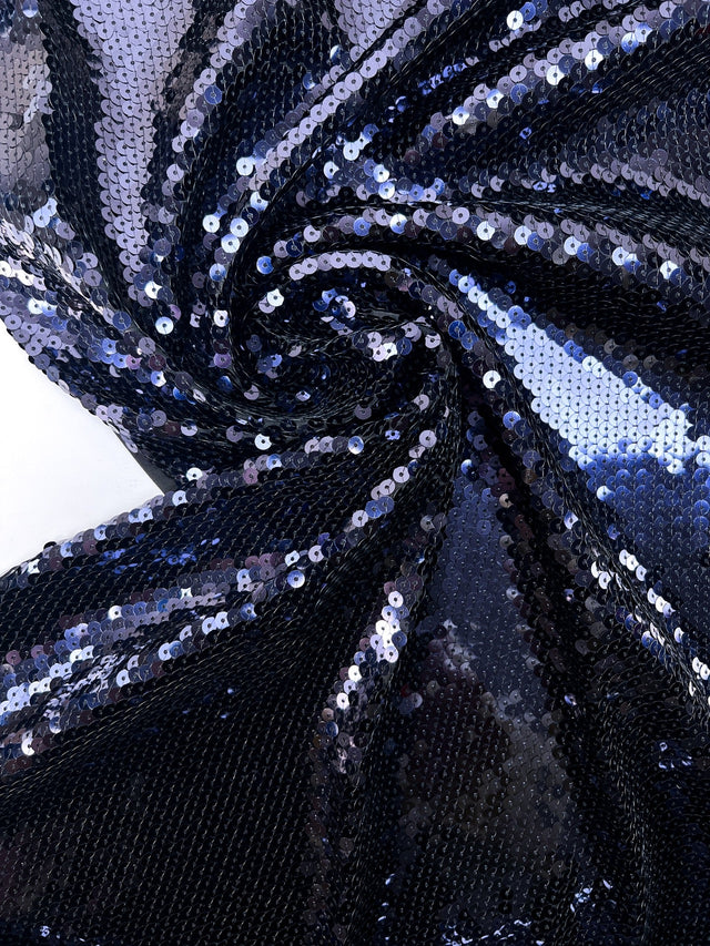 Sequined Purple Black French Knitted Fabric