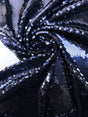 Sequined Purple Black French Knitted Fabric