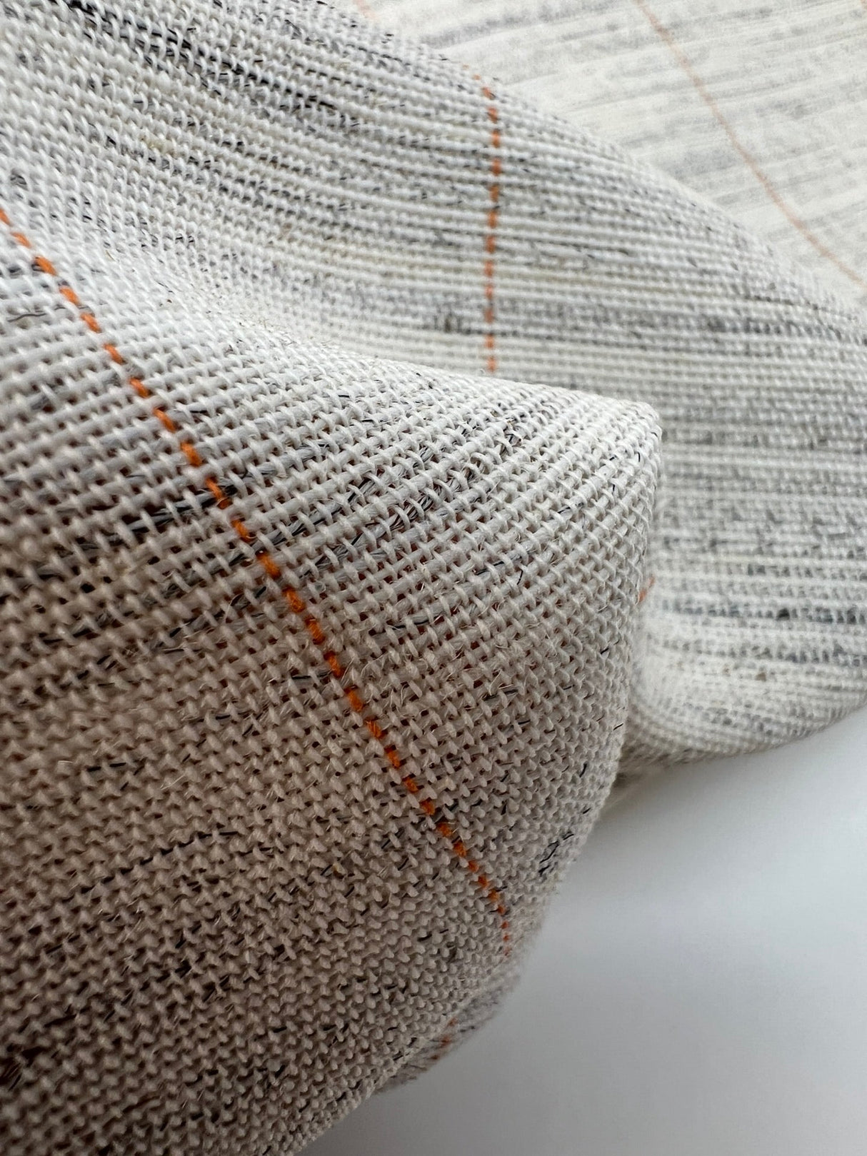 Linen Gray Beige Melange Striped
