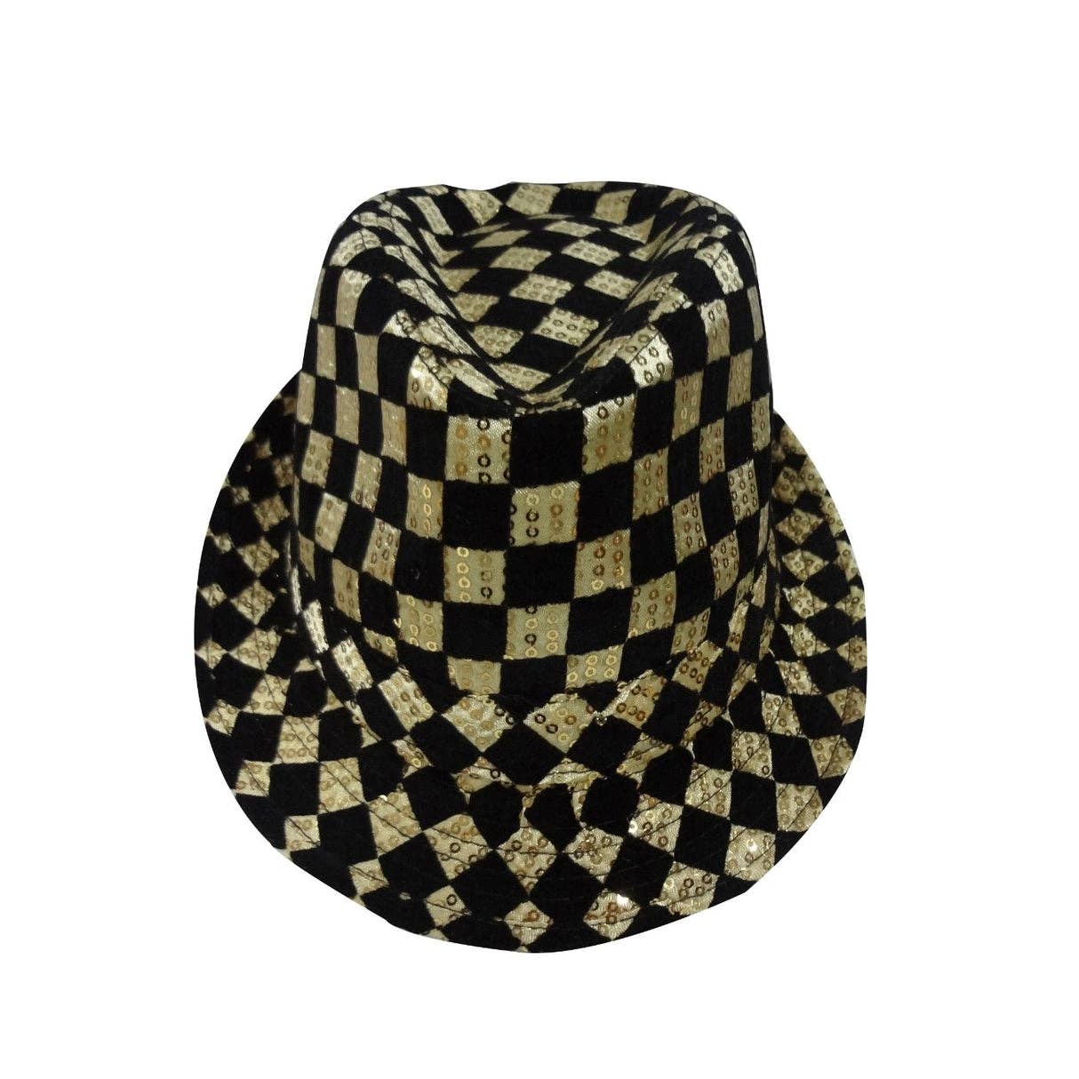 Gold Checkerboard Fedora Hat