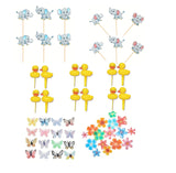 Oasis Supply, Baby Shower, Welcome Baby Cake Toppers - 48 pcs kit, Includes 12 of each Ducky Picks, Baby Elephant Picks, Edible Wafer Butterflies, & Edible Wafer Flowers