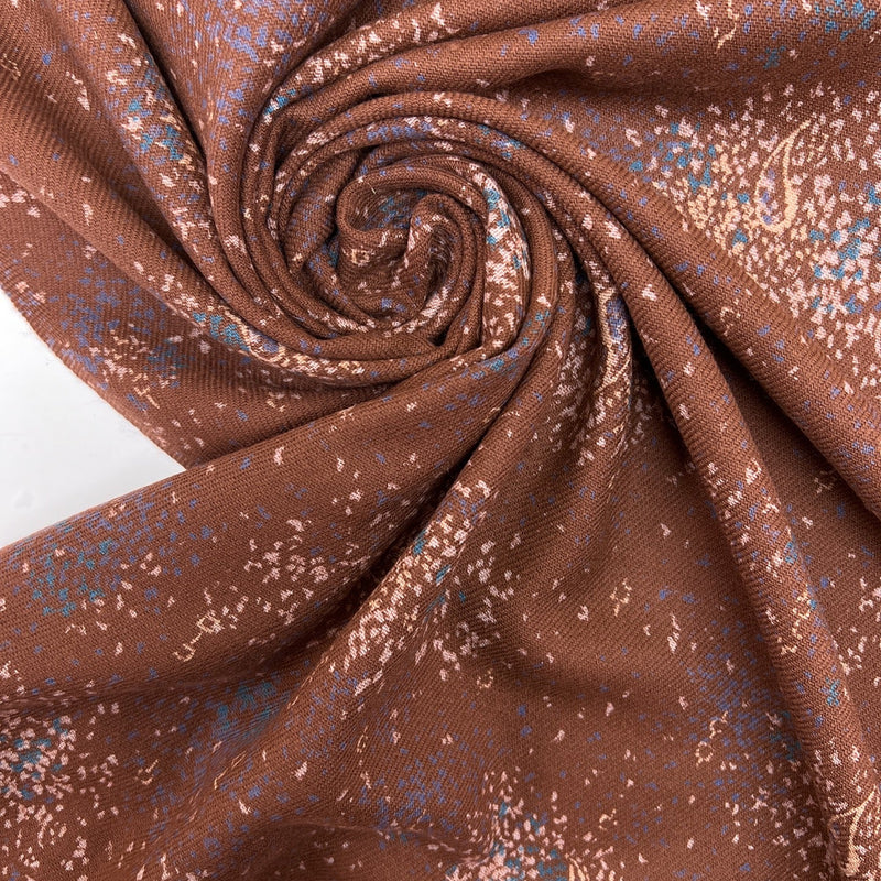 Printed Brown Beige Wool Tweed