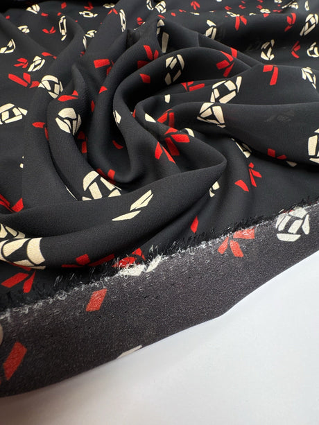 Polyester Crepe Printed Red Black