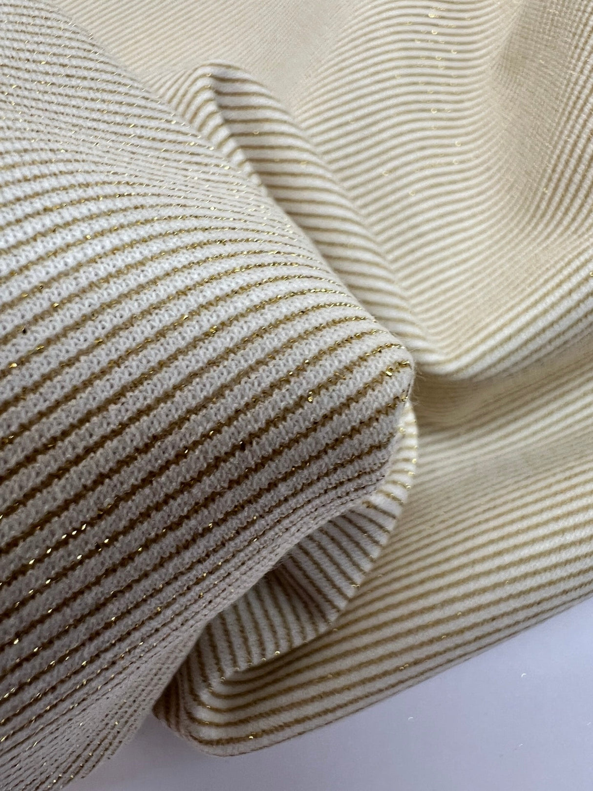 Stretch Knitted Beige Lurex Fabric
