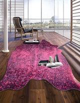 Vegan Metallic Shinny Glow Faux Hide Cowhide Area Rug Carpet - Polyester Fabric - Metallic Yellow, Patchwork Print, 5' X 7' (1 Piece)
