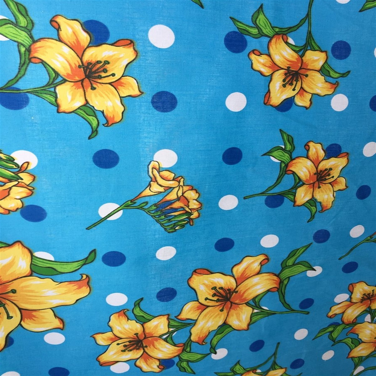 Poly Cotton Floral Polka Dot Fabric