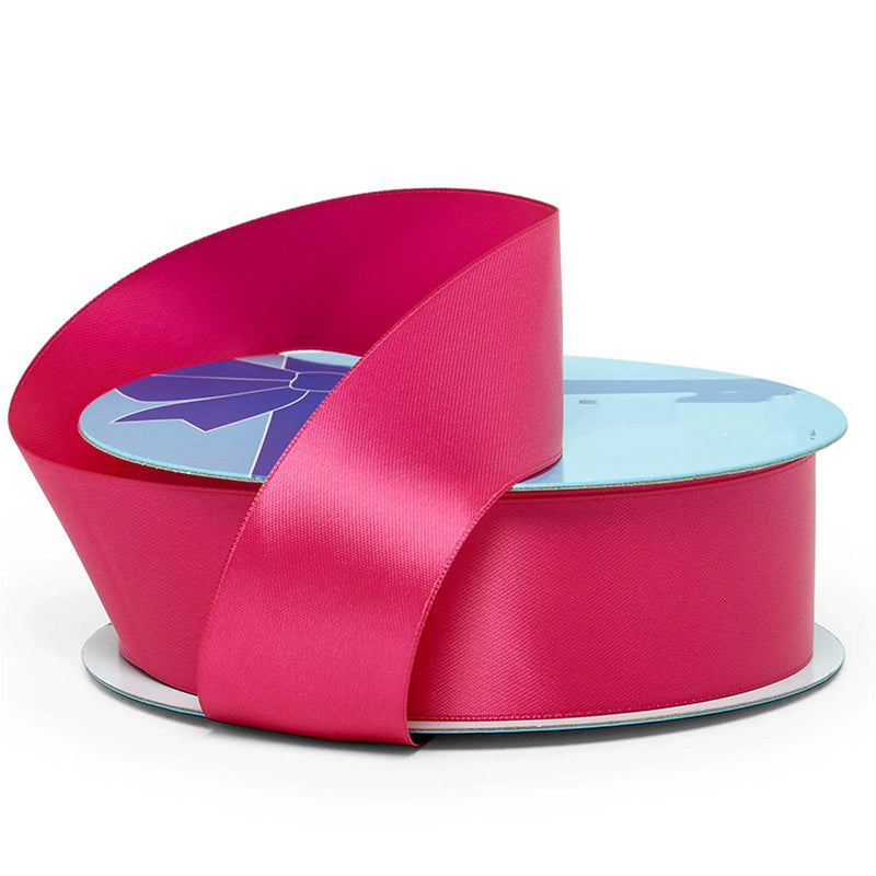Satin Ribbon for Custom Floral Wrapping 2 1/2 '' X 25 yd Double Faced 1 / roll Shocking Pink