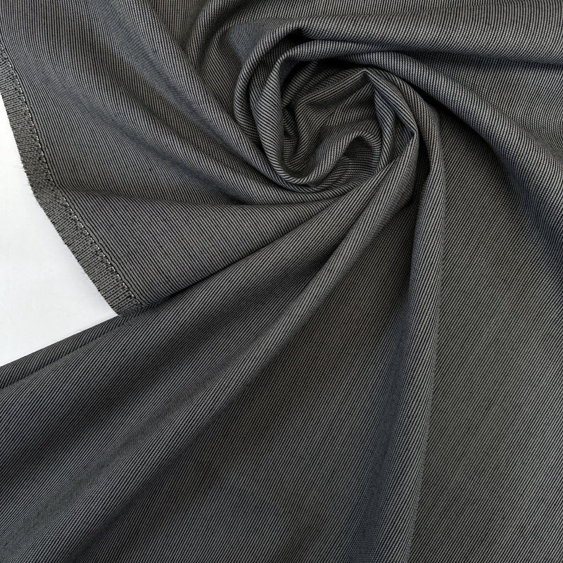 Wool Polyamide Tweed Gray Black Striped