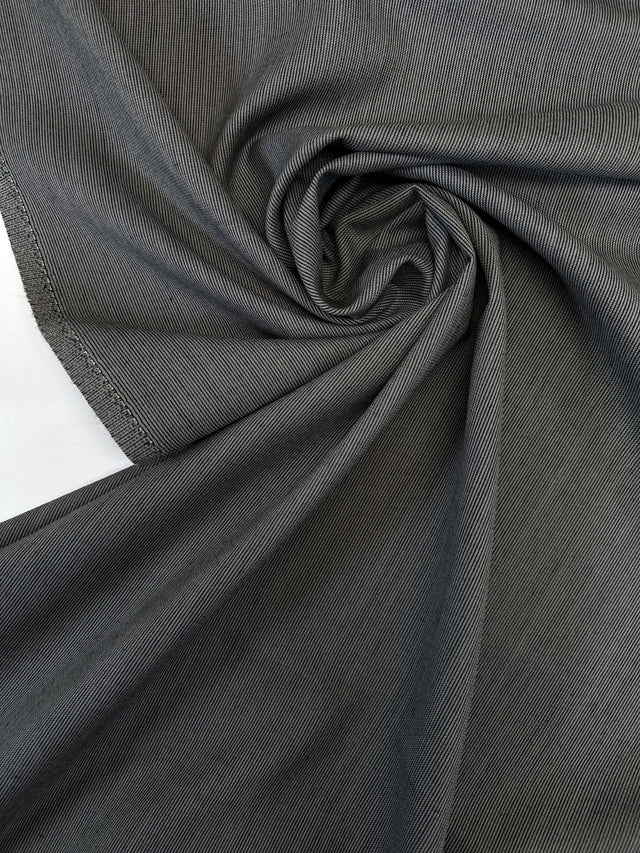 Wool Polyamide Tweed Gray Black Striped