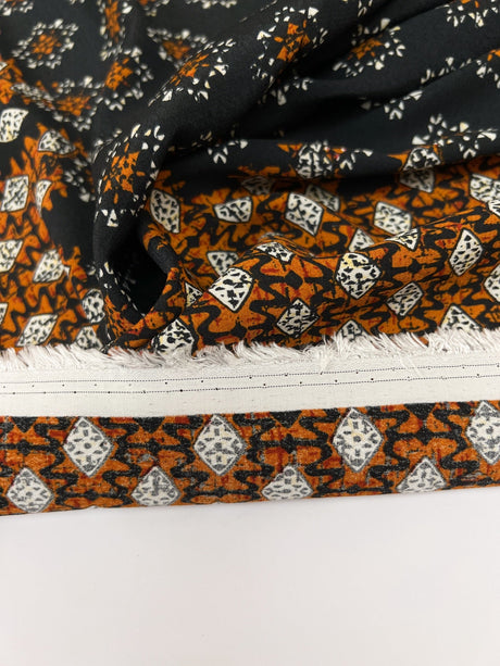 Printed Polyester Twill Brown Black