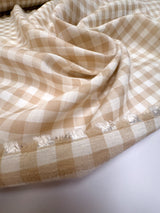 Viscose Blend Checked Beige White Fabric