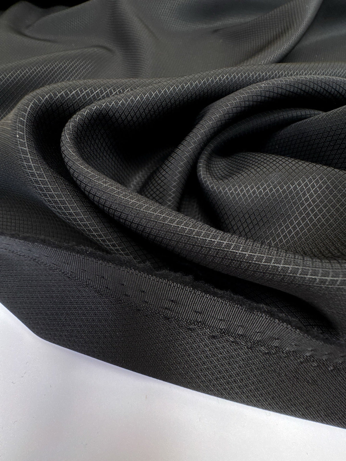 Wool Cotton Jacquard Fabric Black