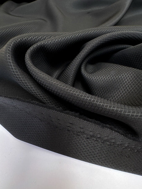 Wool Cotton Jacquard Fabric Black