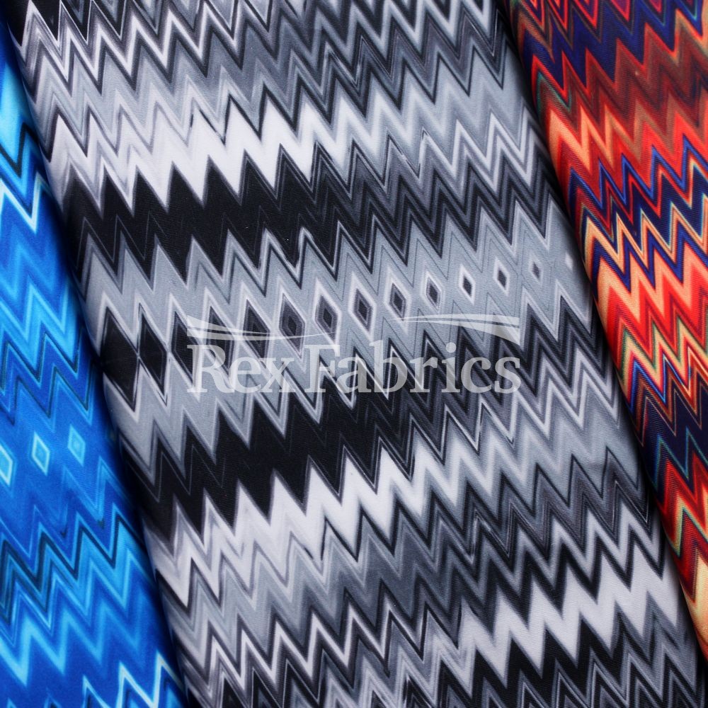 Earth-NYKS Polyester Spandex Fabric - Multicolor Chevron Zigzag, 58/60" Width (1 Yard)