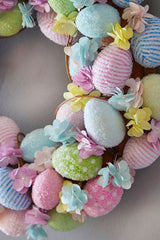 15.75 InchEaster Egg with Flowers Wreath Decorative Spring Petite Wreath