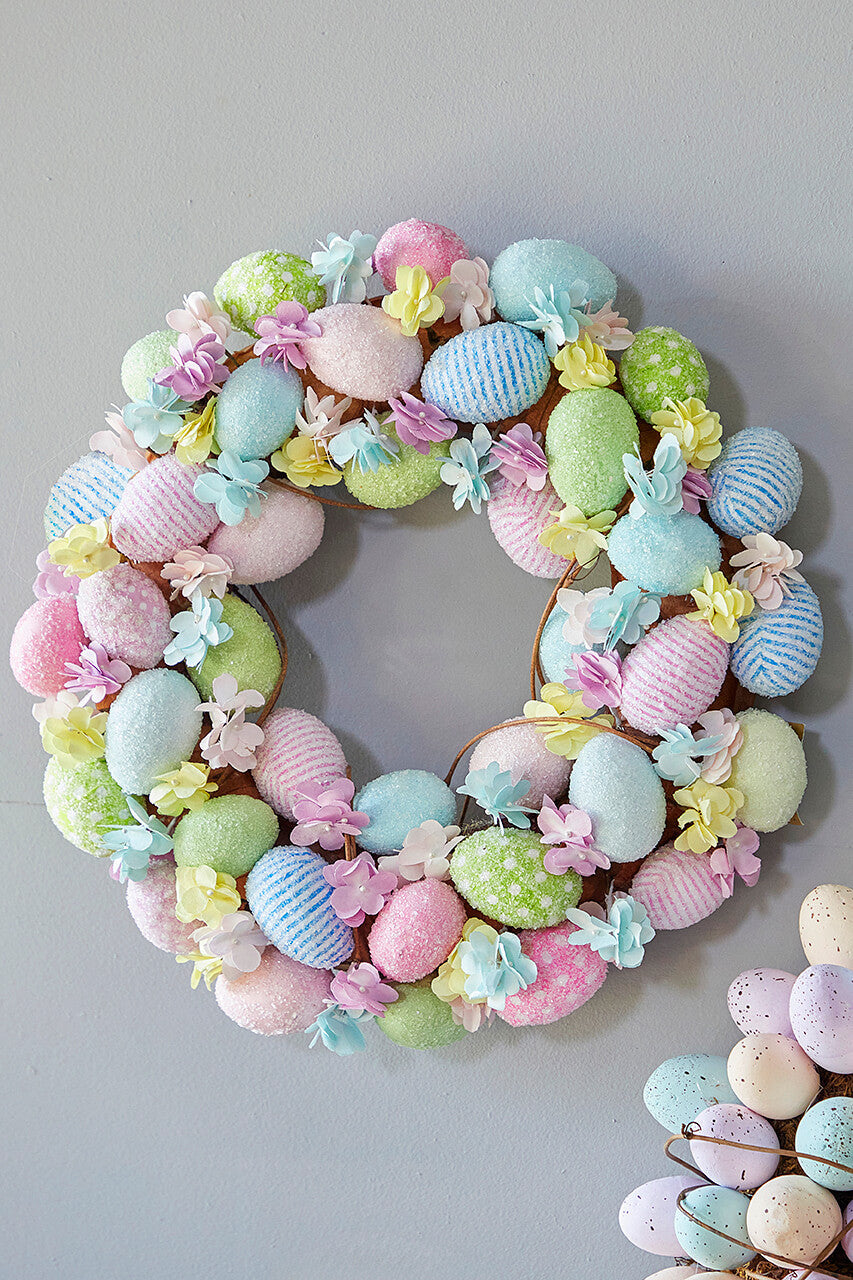15.75 InchEaster Egg with Flowers Wreath Decorative Spring Petite Wreath