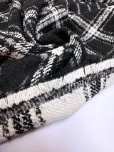 Wool Blend Bouclé Checked Black White
