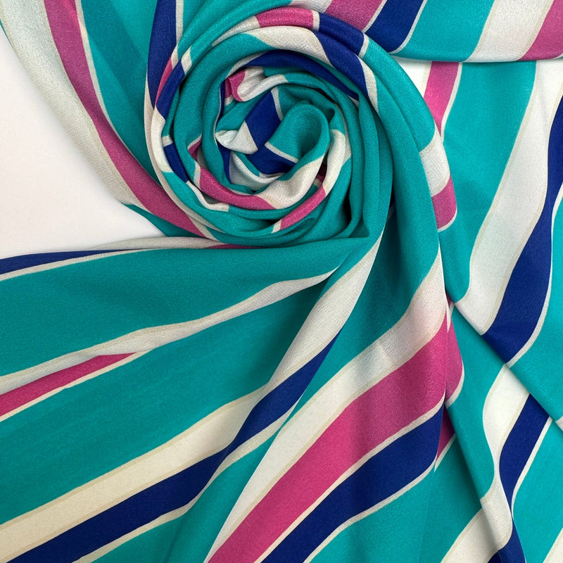 Silk Crepe Printed Cream Stripe