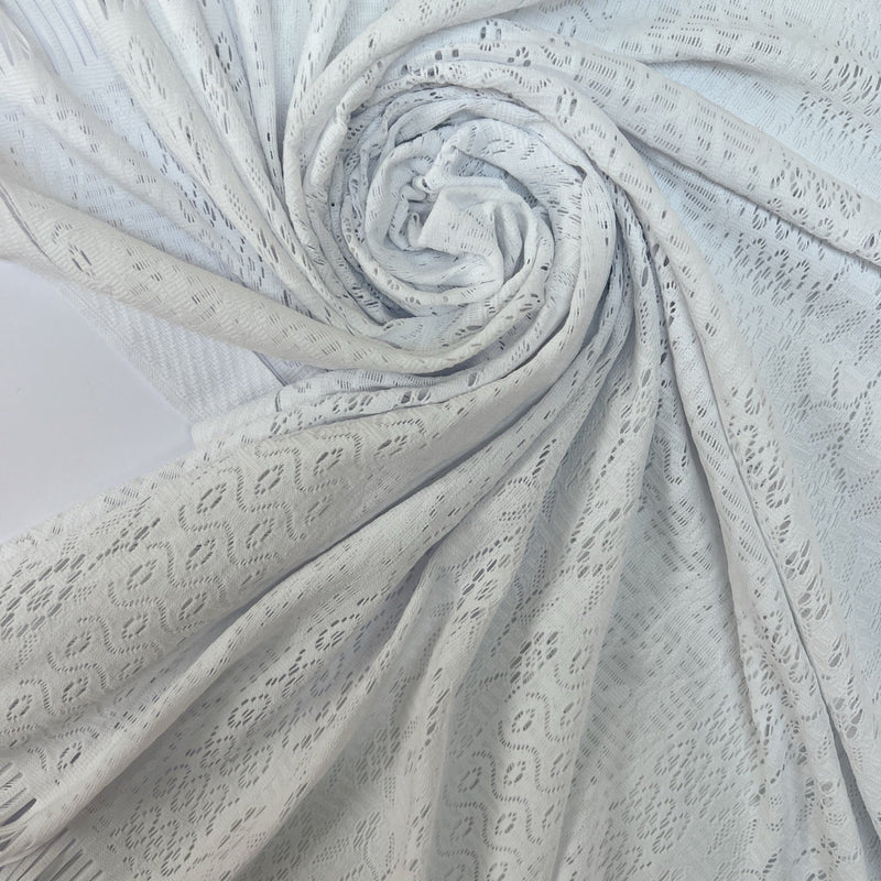 Polyamide Elastane Knitted White Floral Panel Print