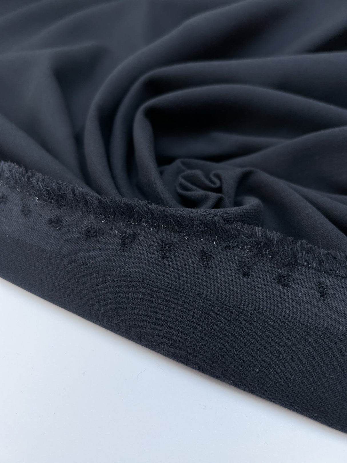 Black Cotton Elastane Double Weave
