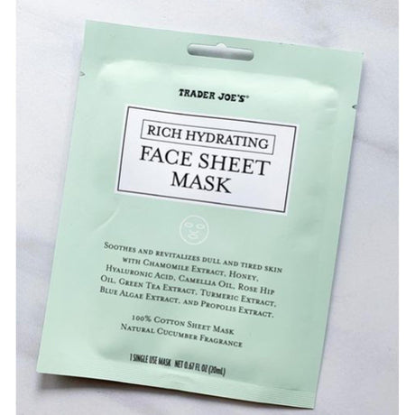 Trader Joe’s Rich Hydrating Face Sheet Mask Natural Cucumber Fragrance | 0.67 Fl Oz