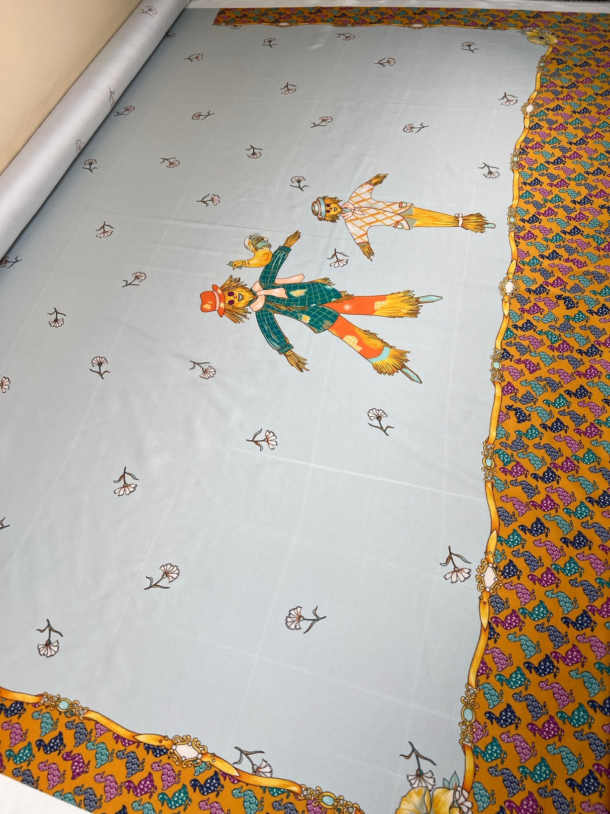 Polyester Sateen Printed Yellow Shades