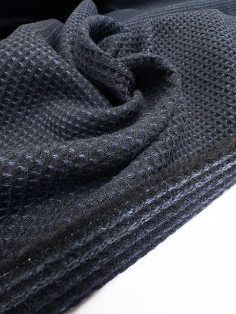 Wool Cotton Fabric Blue Black