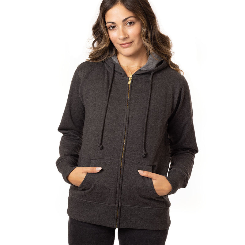 Ladies' Heathered Full-Zip Hooded Sweatshirt