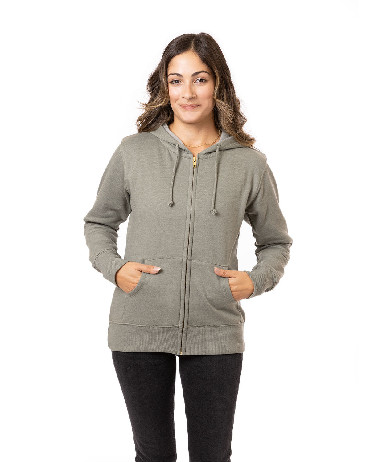 Ladies' Heathered Full-Zip Hooded Sweatshirt