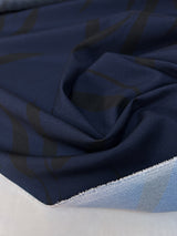 Italian Printed Polyester Crepe Floral Blue Black