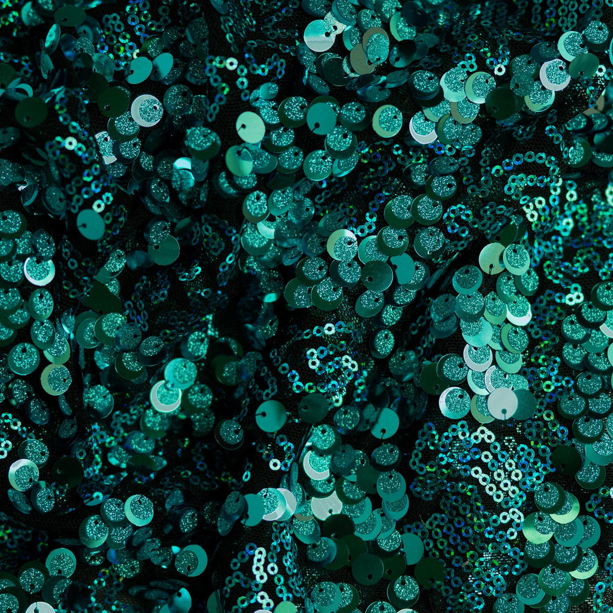 Fame Stretch Mesh Sequin Polyester Fabric - 2-Way Stretch, Embroidered Sequins, 50" Width, 287 GSM (1 Yard)