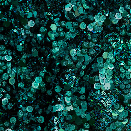 Fame Stretch Mesh Sequin Polyester Fabric - 2-Way Stretch, Embroidered Sequins, 50" Width, 287 GSM (1 Yard)