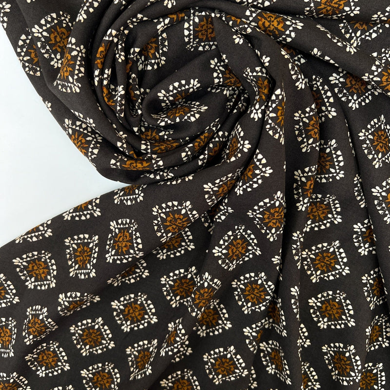 Viscose Woven Geometric Brown Black