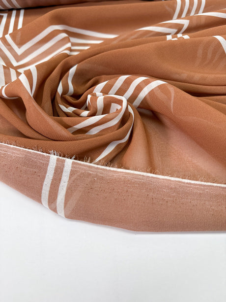 Polyester Chiffon Printed White Beige