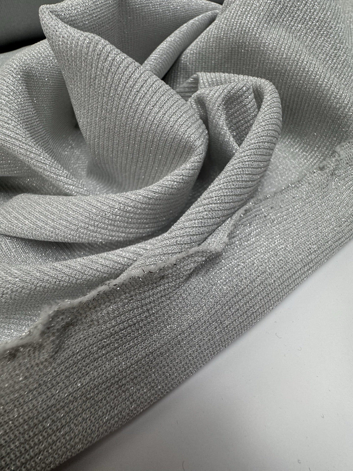 Silver Lurex Blend Rib Knit