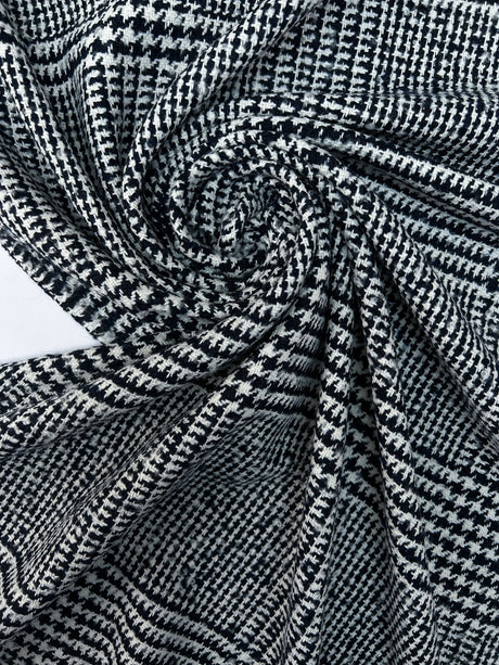 Checked Wool Acrylic Cotton Bouclé