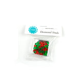Edible Green & Red 4mm Diamond Studs