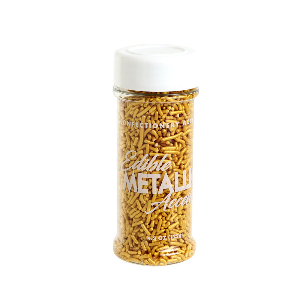 Edible Metallic Gold Jimmies, 4.3 oz.