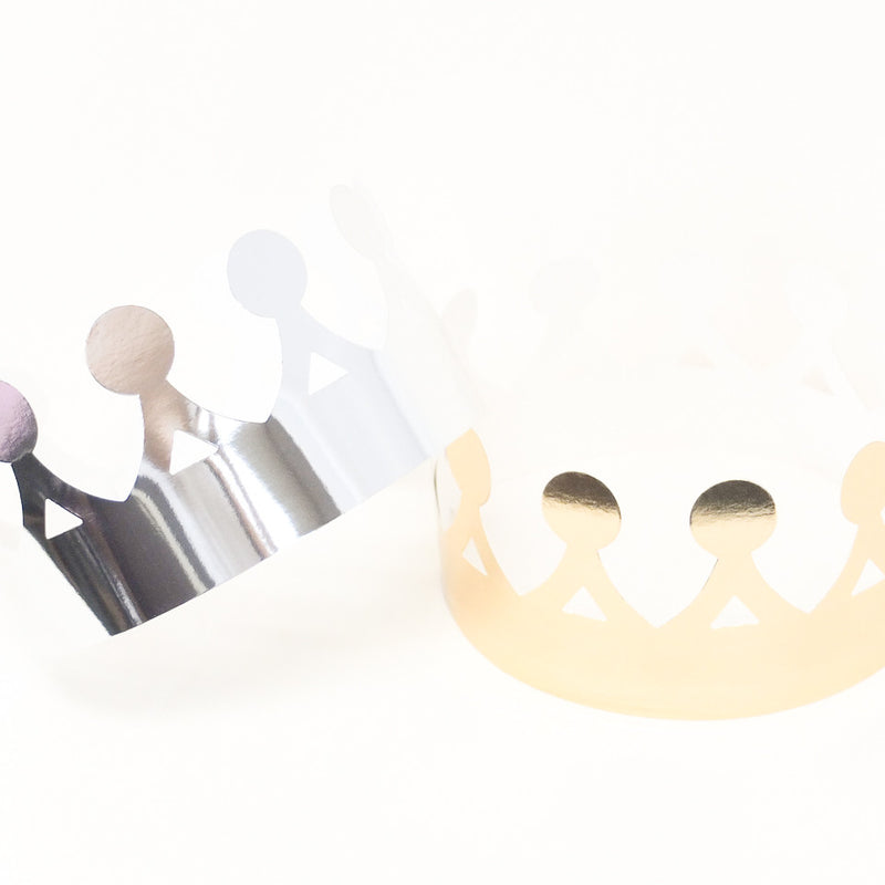 Silver Paper Crown Hat - Pack of 12