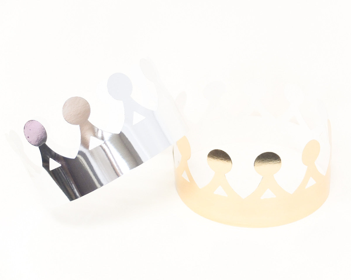 Silver Paper Crown Hat - Pack of 12