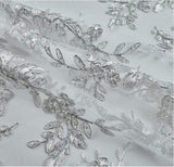 Edith Embroidery Fabric - Two Tone Floral Embroidery, Sheer Tulle, 52" Width, Multiple Colors (1 Yard)