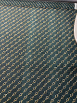 Printed Polyester Crepe in Green & Beige