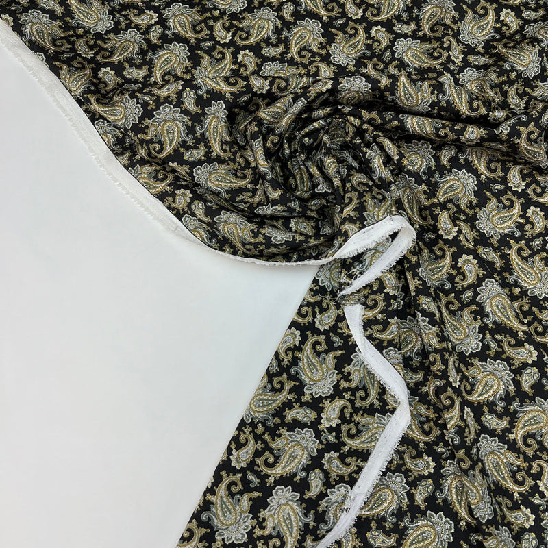 Polyester Crepe Paisley Print Brown Black