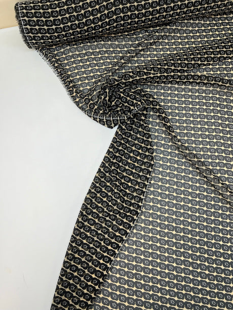 Polyester Chiffon Crepe Printed Beige Black