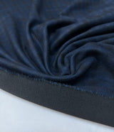 Knitted Fabric Blue Black Checked Italian Stretch