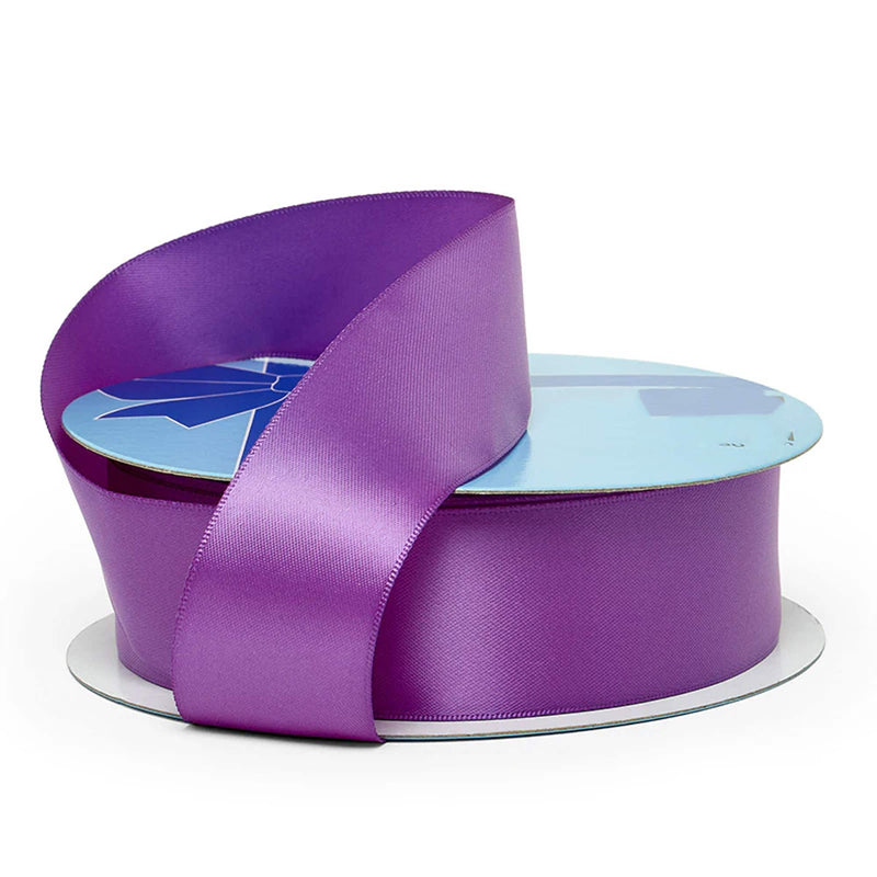 Premium Plain Satin Gift Ribbon 7/8 '' X 50 yd Double Faced 1 / roll Purple