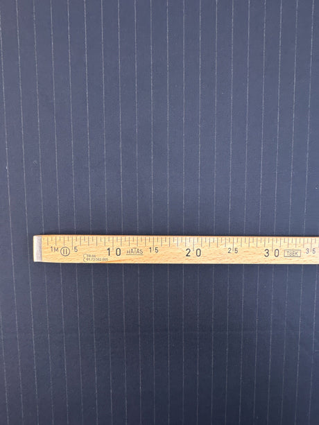 Wool Polyester Striped Suiting Fabric Gray-Blue