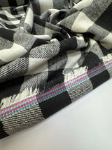 Cotton Flannel Checked Black White