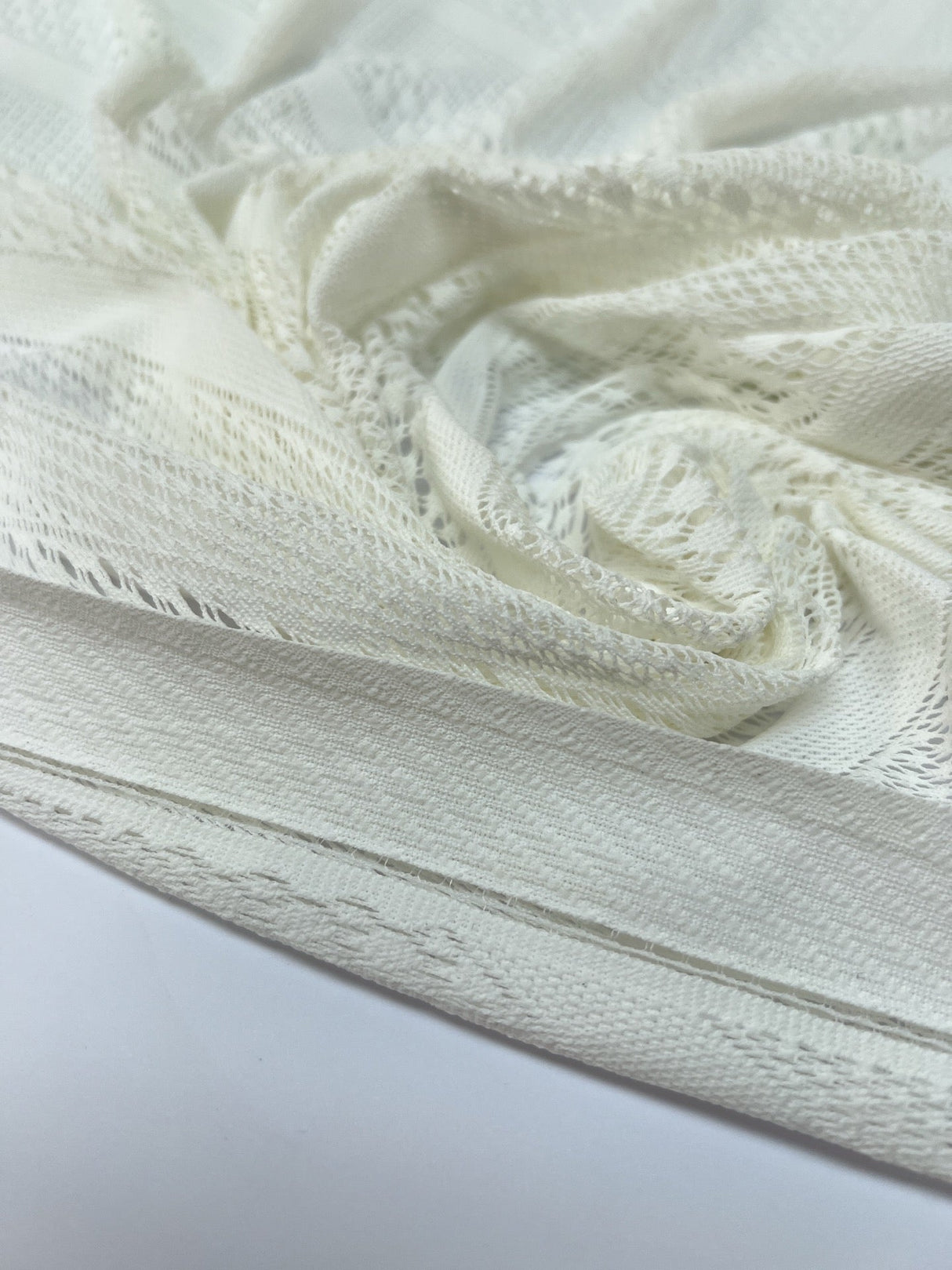 Polyamide Knitted Abstract White Fabric
